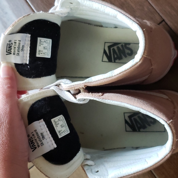 Blush pink Suede & fabric vans high top sneakers ladies 6 men 4.5 - Picture 6 of 8